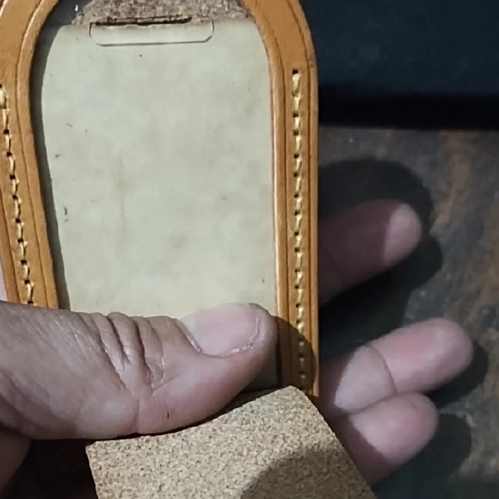 Louis Vuitton Tan Leather Money Clip with Multicolor Stone